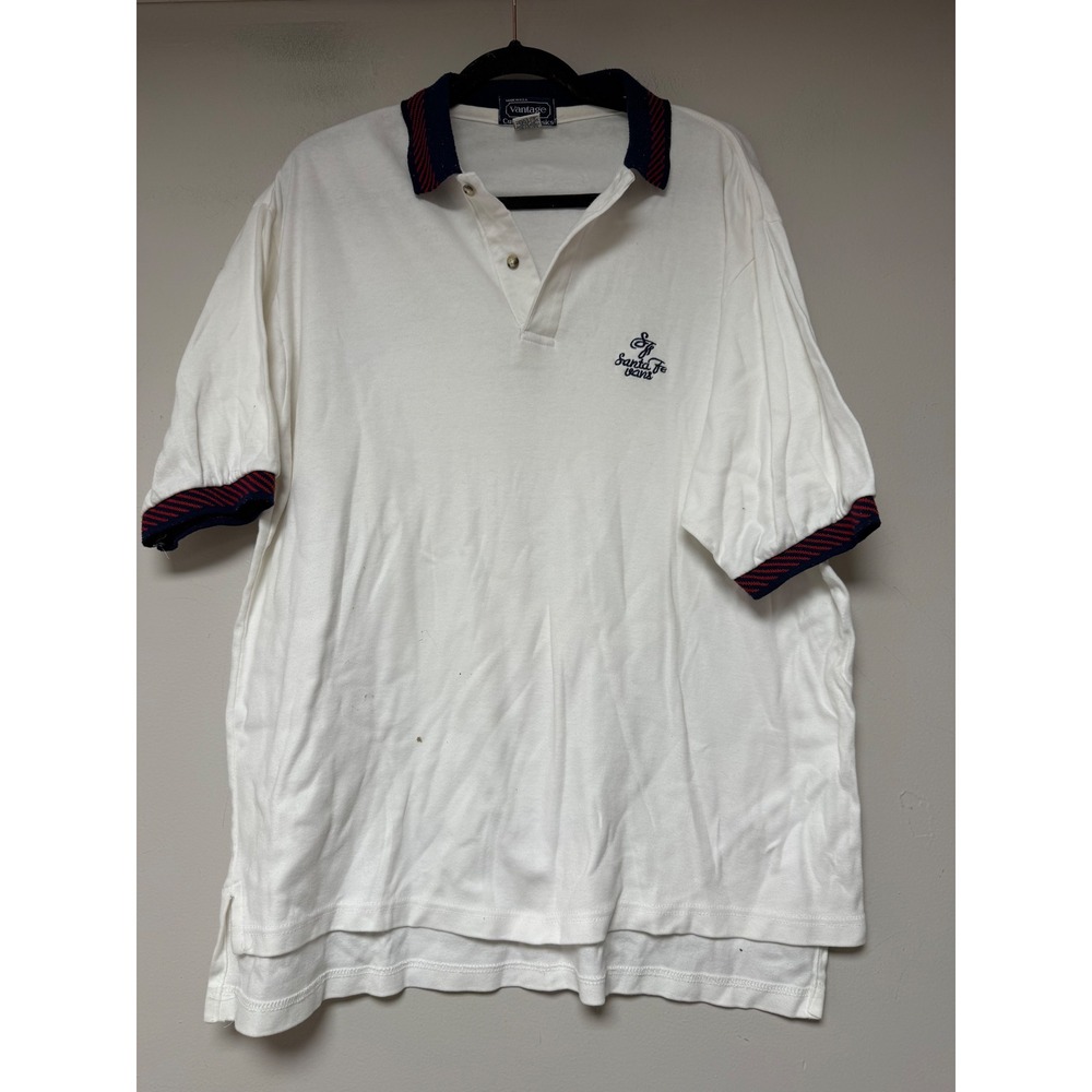 Vantage Polo Shirt Mens XL White Good Vintage Santa Fe Vans‎ Cotton USA 8389